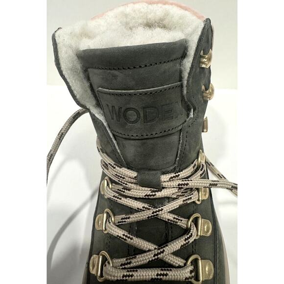 NWOT WODEN Iris Nubuck Scandinavian Sneakers Suede Fur Lined Boots Size 5.5 - Picture 7 of 8
